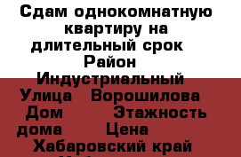 Сдам однокомнатную квартиру на длительный срок. › Район ­ Индустриальный › Улица ­ Ворошилова › Дом ­ 11 › Этажность дома ­ 9 › Цена ­ 18 000 - Хабаровский край, Хабаровск г. Недвижимость » Квартиры аренда   . Хабаровский край,Хабаровск г.
